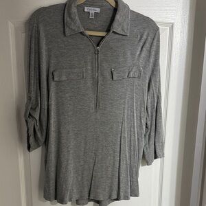 Calvin Klein Heather Gray Quarter-Zip Top